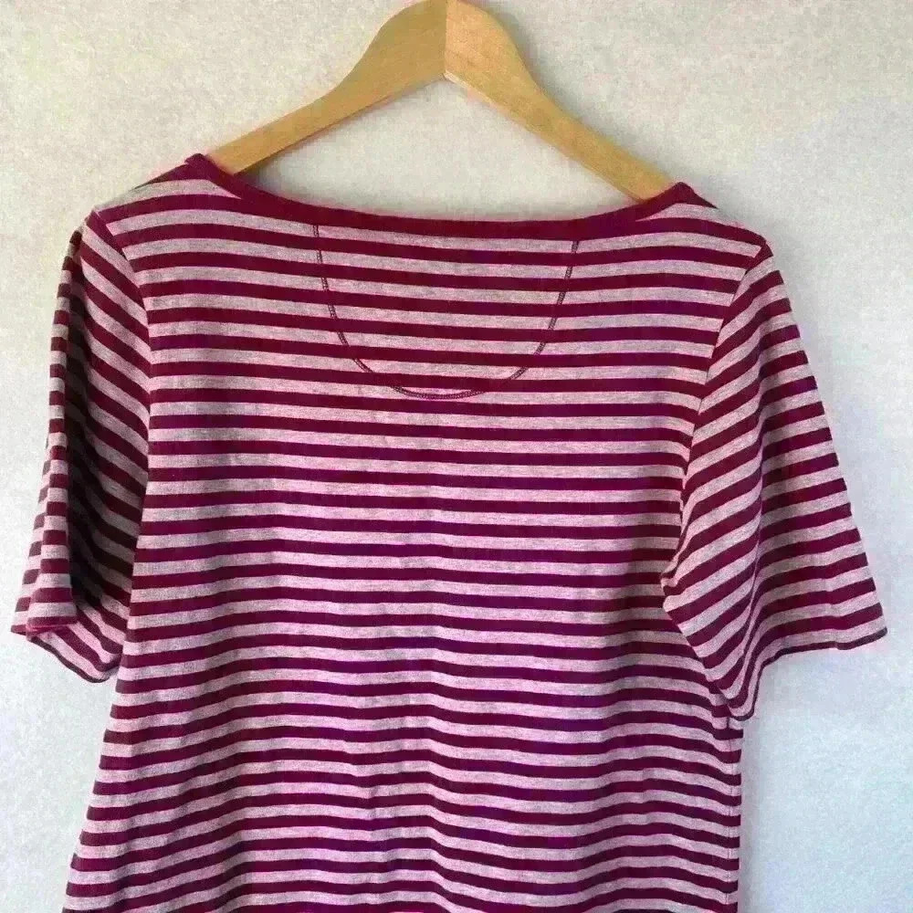 Tommy Bahama Women's Magenta and‎ Gray Striped Short Sleeve Shirt Size Large - Picture 9 of 13